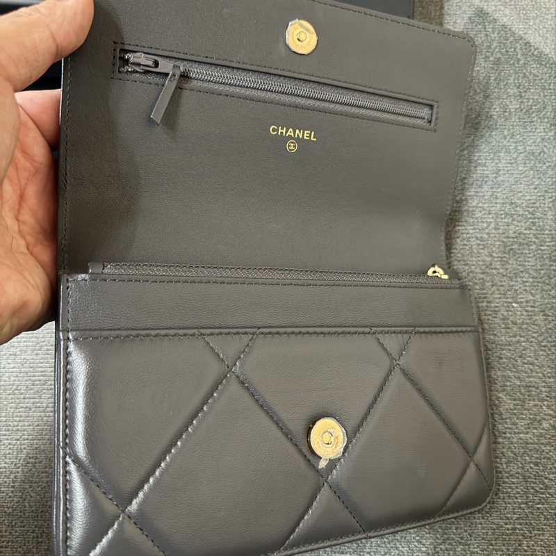 Chanel 19 WOC 雙C菱格紋雙色鍊(深灰）-8