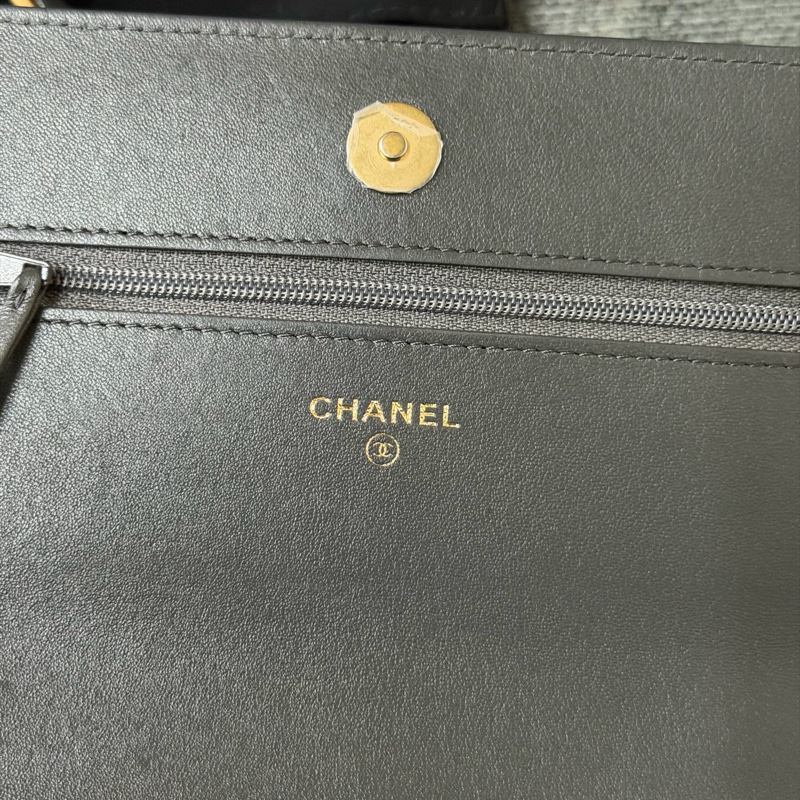 Chanel 19 WOC 雙C菱格紋雙色鍊(深灰）-9