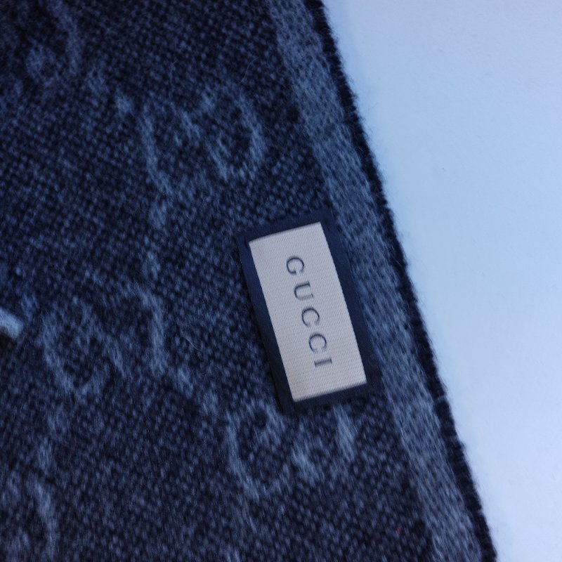 (閒置品♥️吊牌紙袋有)Gucci 古馳 碳灰色 GG 提花 羊毛 長款 圍巾-4