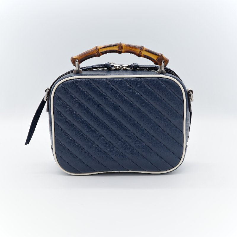 【CP 精選🌟小編推薦】Gucci 古馳 Marmont 深藍色 牛皮 銀扣 竹節 手提包 鏈條包 斜挎包 單肩包-4