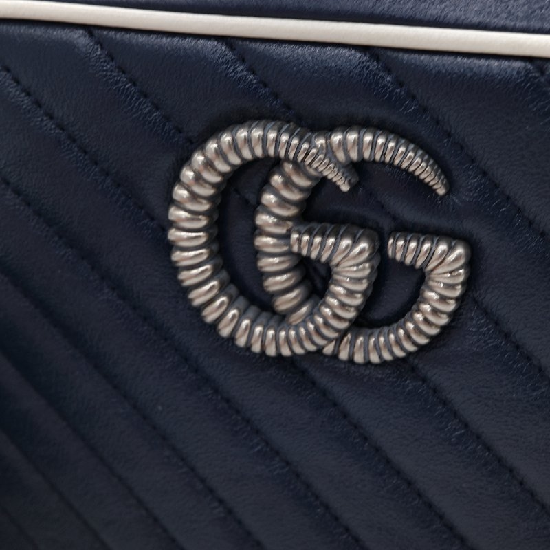 【CP 精選🌟小編推薦】Gucci 古馳 Marmont 深藍色 牛皮 銀扣 竹節 手提包 鏈條包 斜挎包 單肩包-7