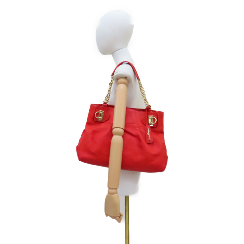 紅色牛皮 Gancini 肩背包【Salvatore Ferragamo 費拉格慕】-9