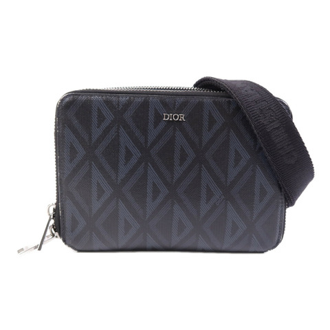 Dior 帆布CD Diamond銀扣肩背袋