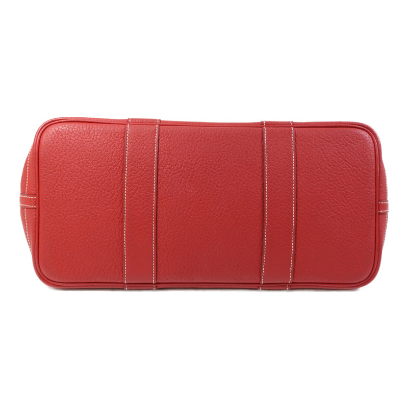 HERMES Clemence皮革Graden Party PM銀扣手挽袋Rouge Tomate-3