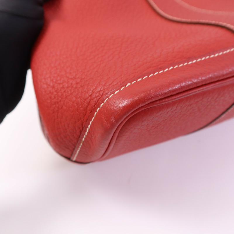HERMES Clemence皮革Graden Party PM銀扣手挽袋Rouge Tomate-12