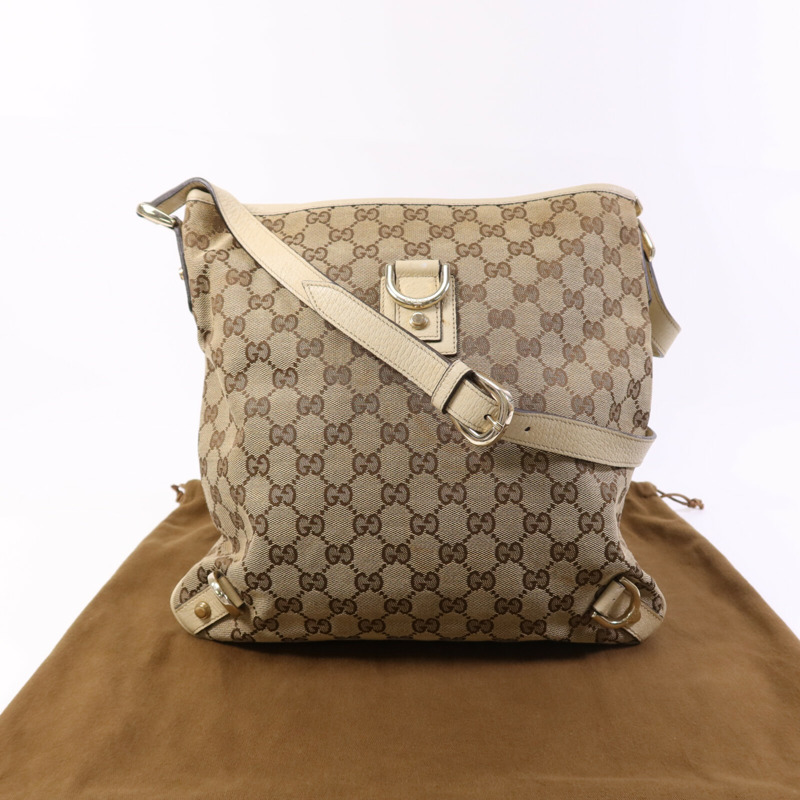 GUCCI 帆布Shoulder Bag金扣肩背袋-9
