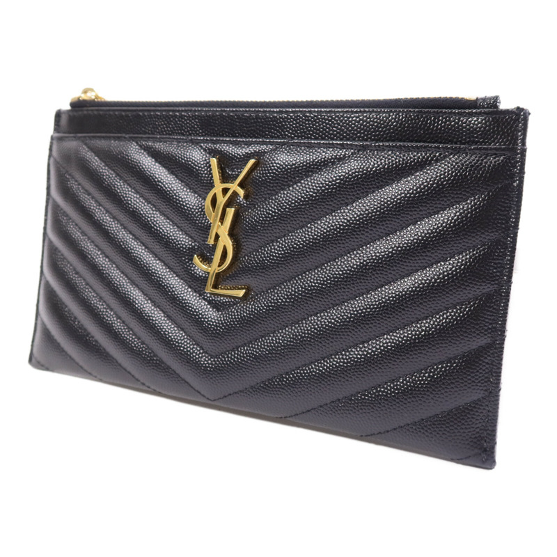 YVES SAINT LAURENT 牛皮皮革Clutch Bag金扣手拿包-1