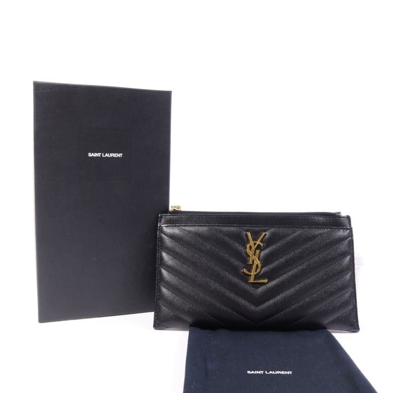 YVES SAINT LAURENT 牛皮皮革Clutch Bag金扣手拿包-9
