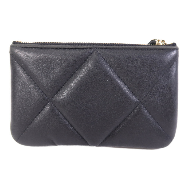 CHANEL 羊皮皮革Chanel 19 Mini Pouch金扣零錢包-1