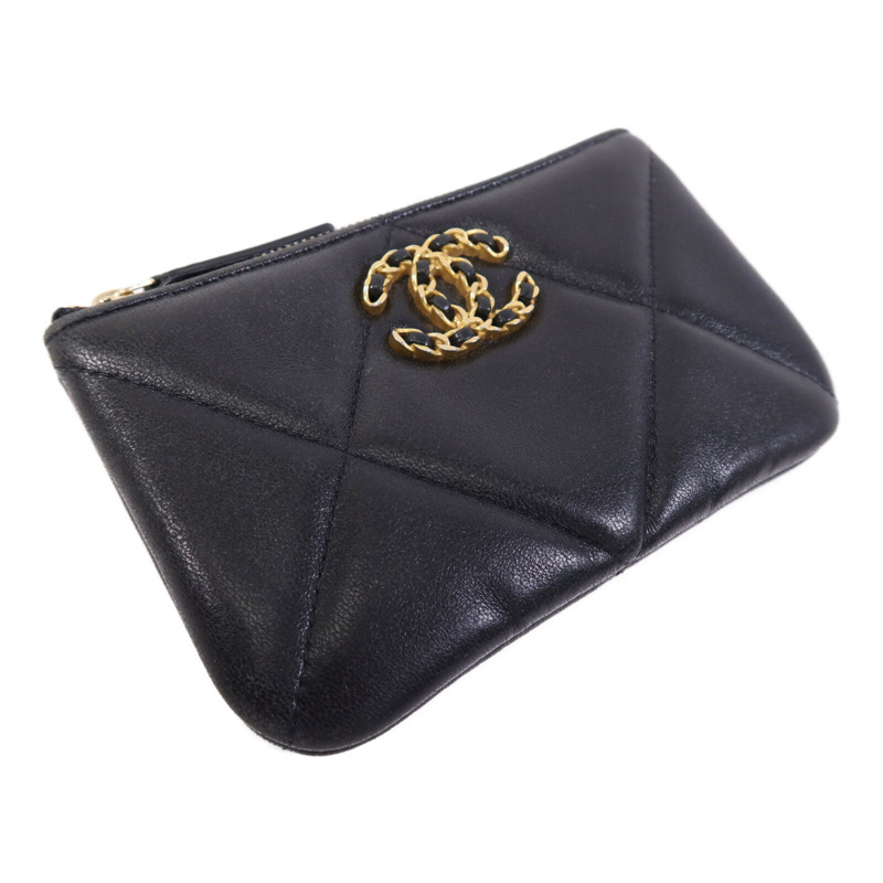 CHANEL 羊皮皮革Chanel 19 Mini Pouch金扣零錢包-2