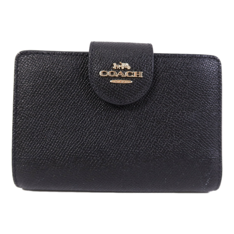 COACH 牛皮皮革Wallet金扣錢包-0