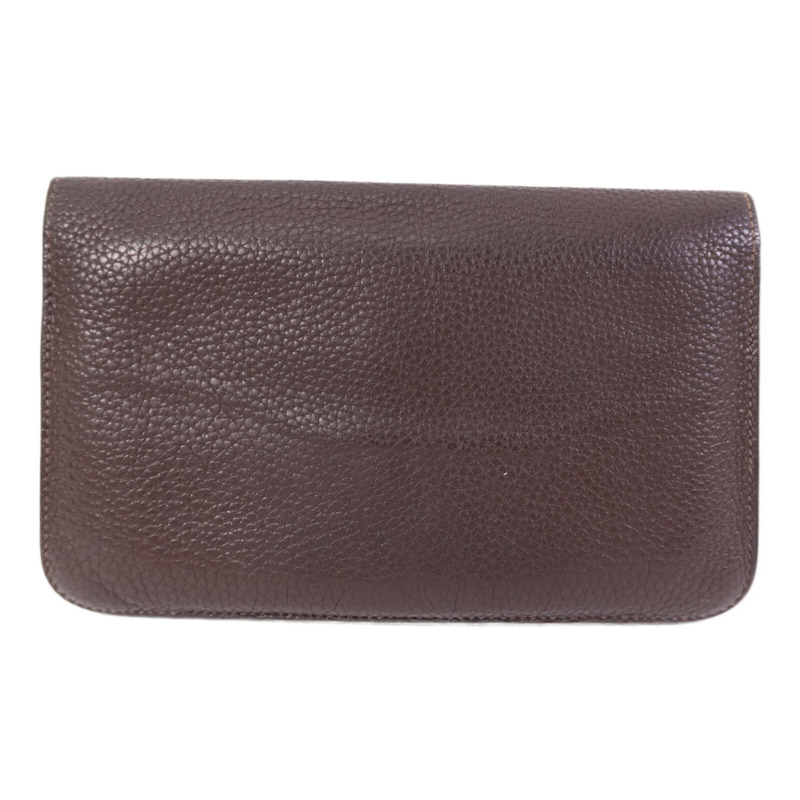 HERMES Clemence皮革Dogon GM銀扣長錢包-1