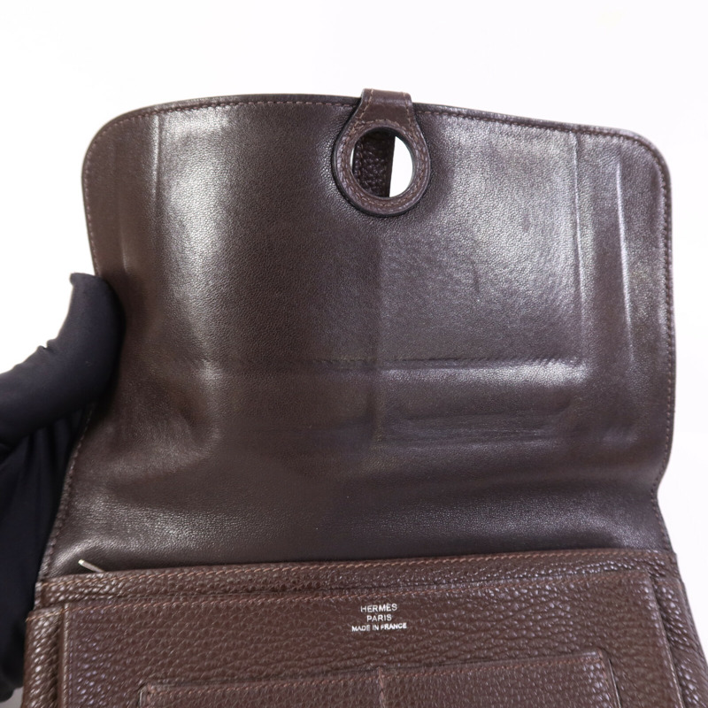 HERMES Clemence皮革Dogon GM銀扣長錢包-4