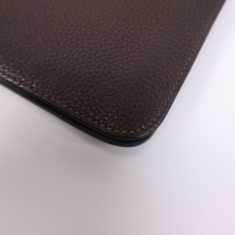 HERMES Clemence皮革Dogon GM銀扣長錢包-10