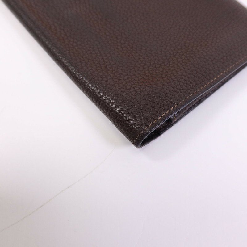 HERMES Clemence皮革Dogon GM銀扣長錢包-12