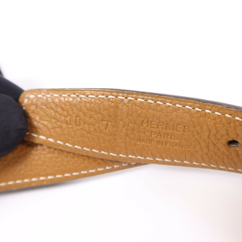 HERMES Togo皮革Belt銀扣皮帶Noir-5