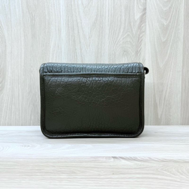 YSL咖綠色銀釦粒面小羊皮NIKI小型郵差包776611-2