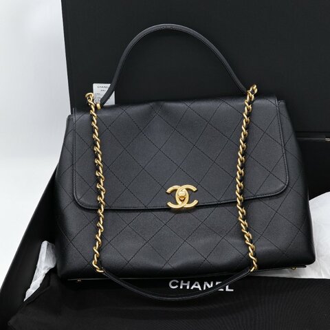 Chanel 香奈兒 Maxi Flap Handle 黑色 小牛皮 手提包