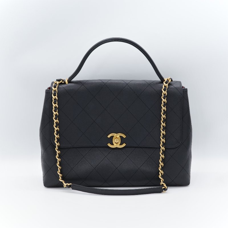 Chanel 香奈兒 Maxi Flap Handle 黑色 小牛皮 手提包-1