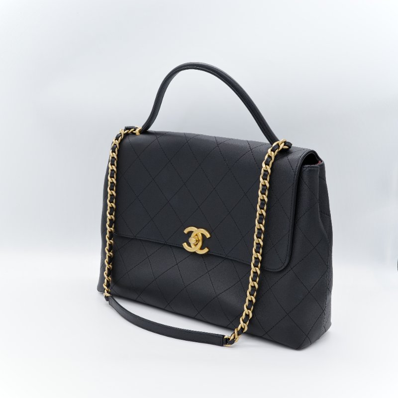 Chanel 香奈兒 Maxi Flap Handle 黑色 小牛皮 手提包-2