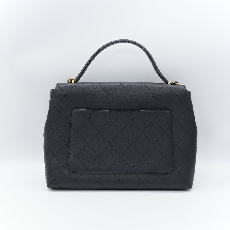 Chanel 香奈兒 Maxi Flap Handle 黑色 小牛皮 手提包-4