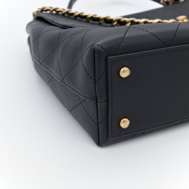 Chanel 香奈兒 Maxi Flap Handle 黑色 小牛皮 手提包-10