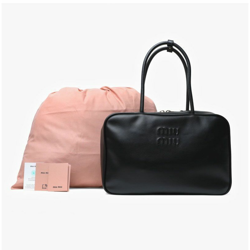 MIU MIU 蝴蝶結皮革手提包印章:5BB117 2CRW F0002-8