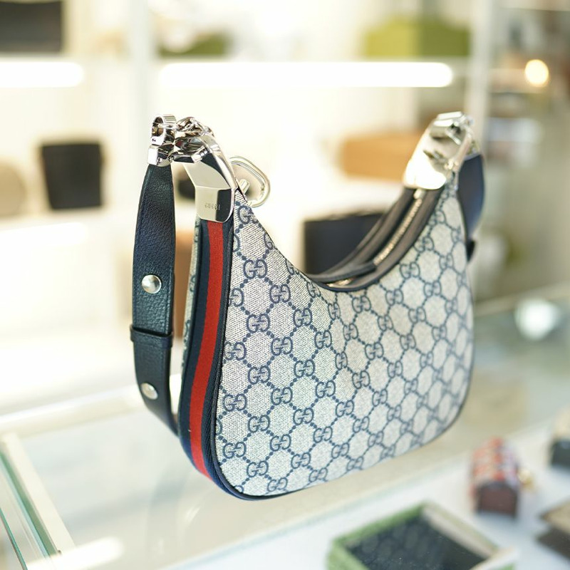 GUCCI 單肩包 699409 96GRN 4082 帆布 米色/海軍藍-0