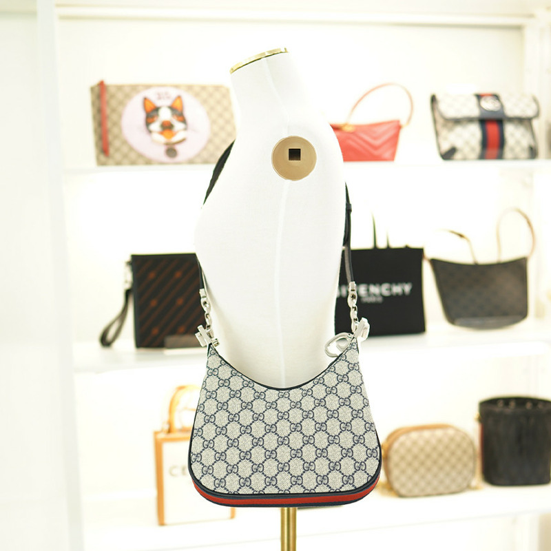 GUCCI 單肩包 699409 96GRN 4082 帆布 米色/海軍藍-8