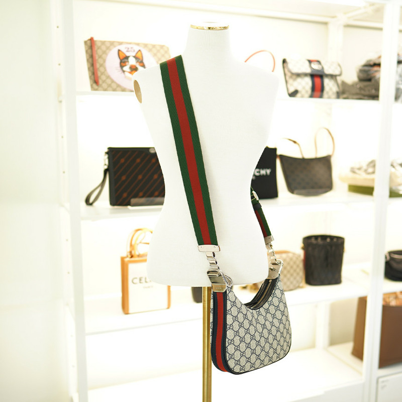 GUCCI 單肩包 699409 96GRN 4082 帆布 米色/海軍藍-9