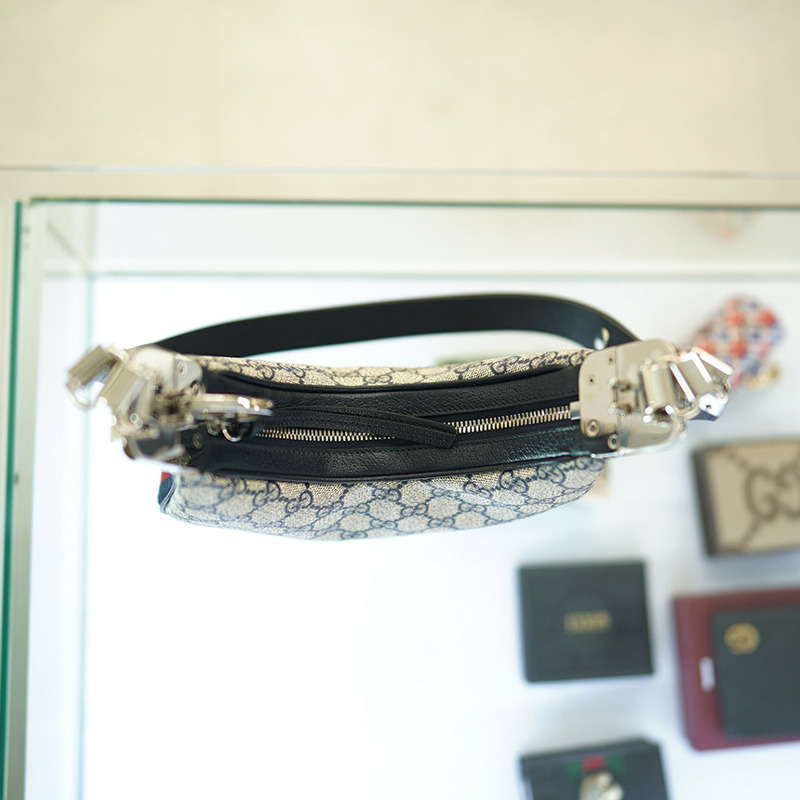 GUCCI 單肩包 699409 96GRN 4082 帆布 米色/海軍藍-12