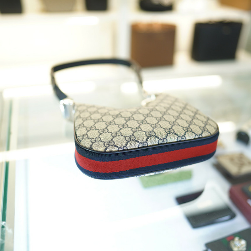 GUCCI 單肩包 699409 96GRN 4082 帆布 米色/海軍藍-14