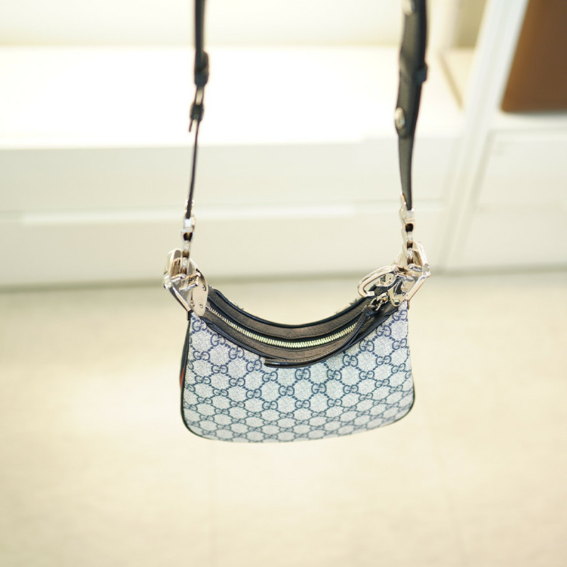 GUCCI 單肩包 699409 96GRN 4082 帆布 米色/海軍藍-18