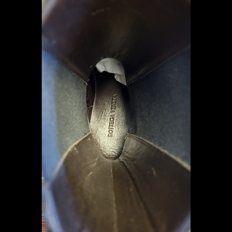 【未使用】Bottega Veneta BV 皮革女靴 37碼 黑藍色-3
