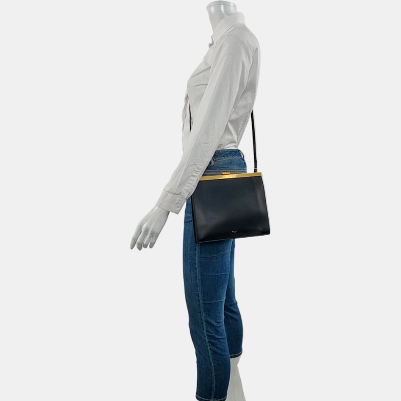 CELINE 黑色牛皮單肩包斜挎包 金色五金-1