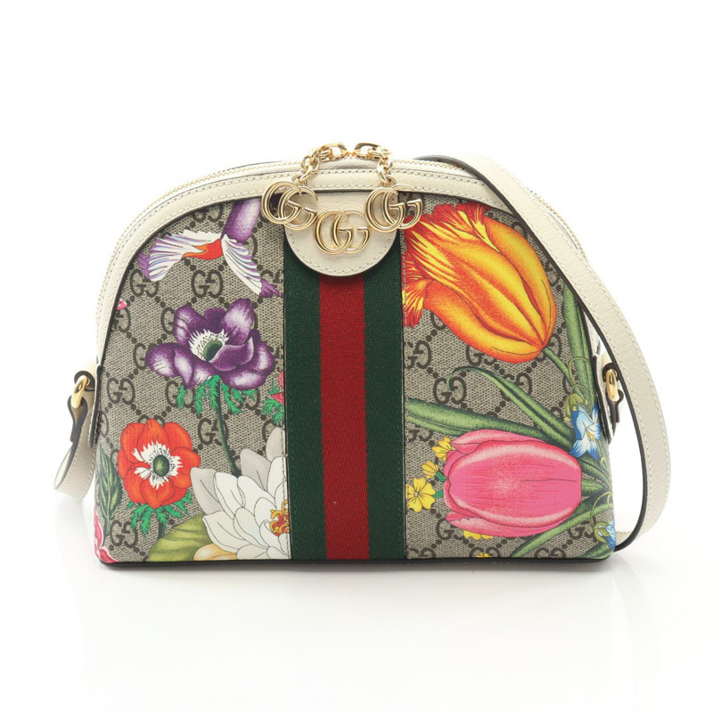 GUCCI Ophidia GG Flora Supreme 單肩包 499621 帆布皮革 米色 多色-0