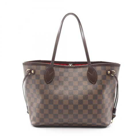路易威登 Neverfull PM Damier Ebene 手提包 N51109 PVC塗層帆布皮革棕色二手女款