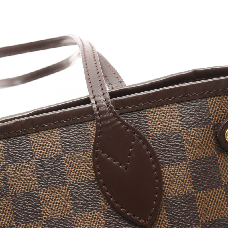 路易威登 Neverfull PM Damier Ebene 手提包 N51109 PVC塗層帆布皮革棕色二手女款-9