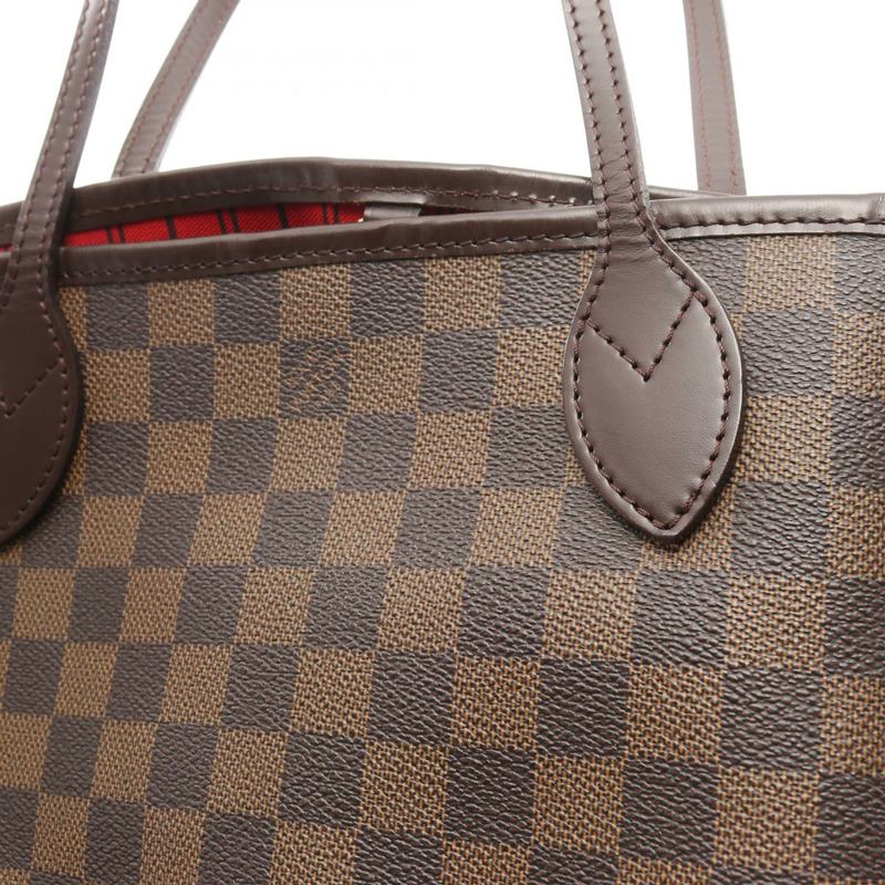路易威登 Neverfull PM Damier Ebene 手提包 N51109 PVC塗層帆布皮革棕色二手女款-11