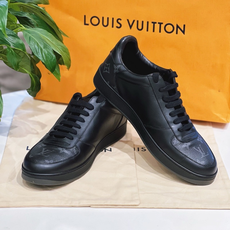 99 新Lv 黑色老花男士板鞋低調經典款40.5 僅試穿痕跡-2