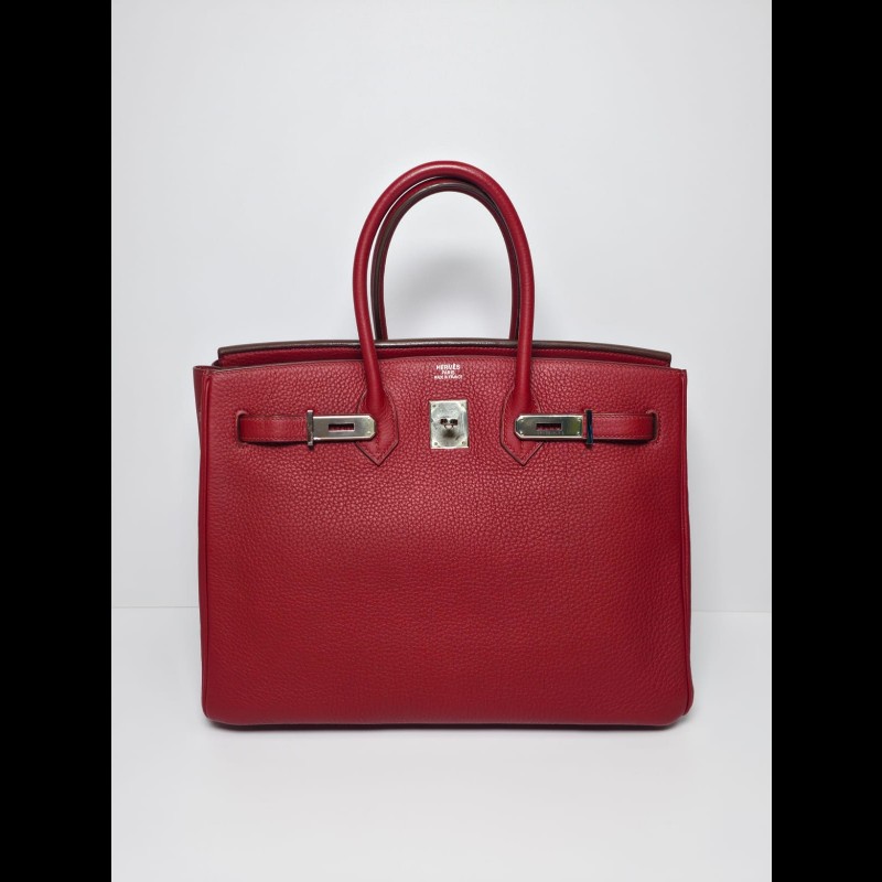 Hermes - Birkin 35紅色銀扣-0