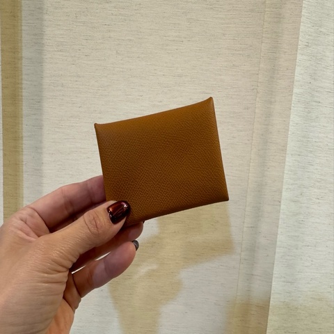 Hermes 37金棕Epsom皮銀釦Calvi卡包
