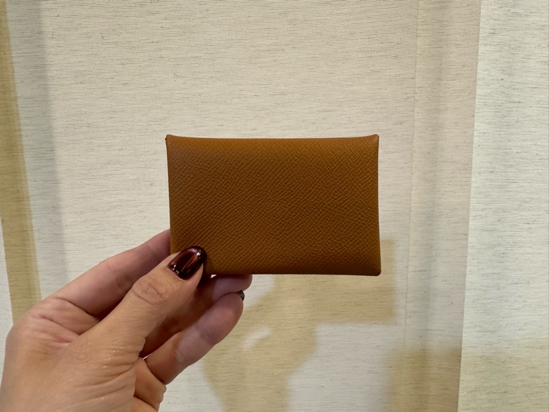 Hermes 37金棕Epsom皮銀釦Calvi卡包-1