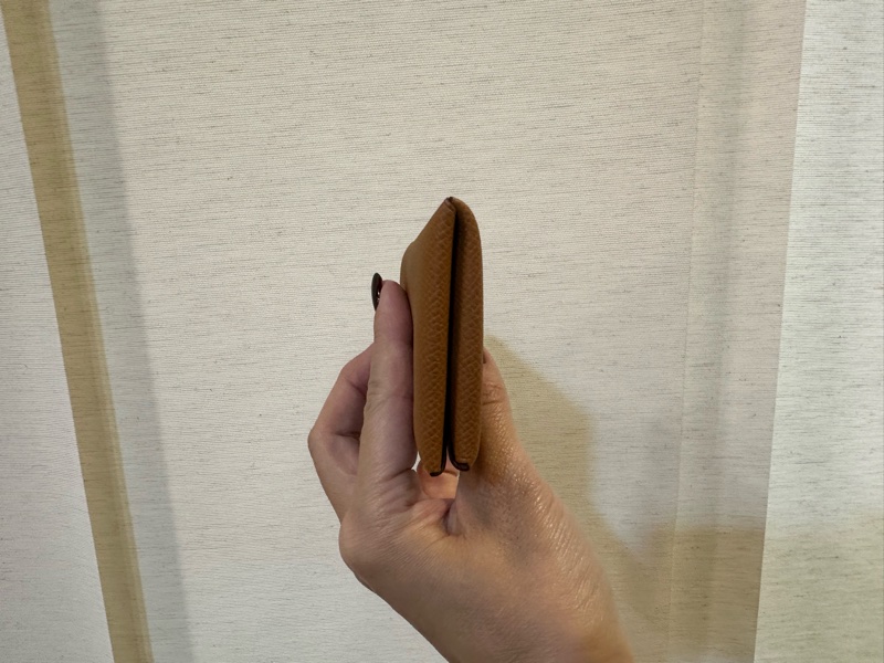 Hermes 37金棕Epsom皮銀釦Calvi卡包-3