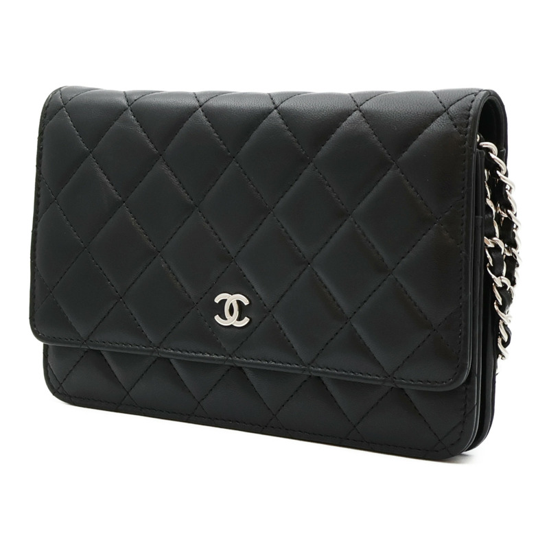 CHANEL 羊皮皮革WOC Wallet On Chain銀扣鏈帶肩背袋-2