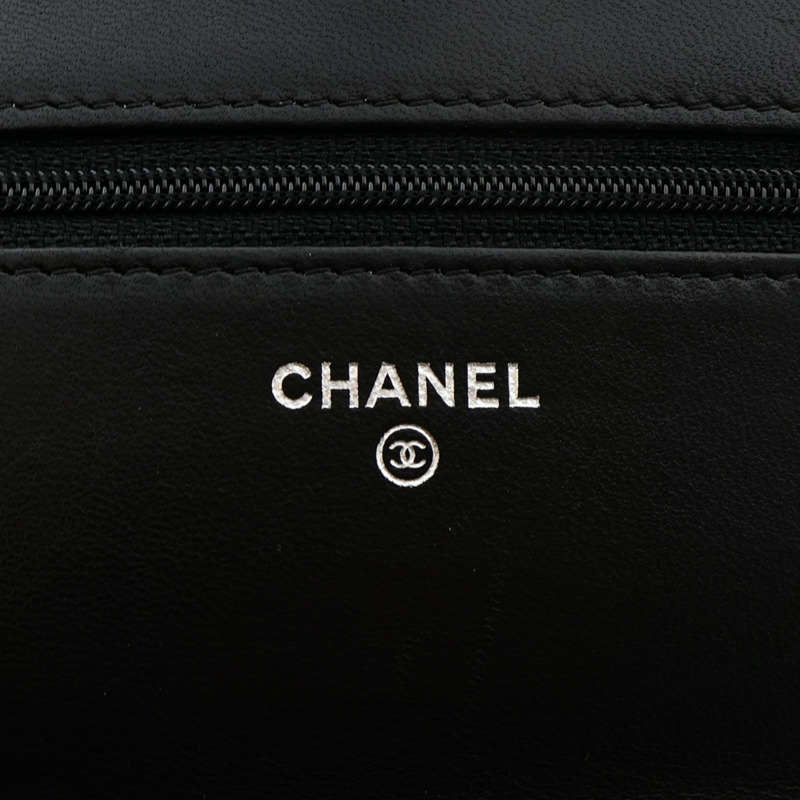 CHANEL 羊皮皮革WOC Wallet On Chain銀扣鏈帶肩背袋-11
