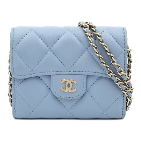 CHANEL 羊皮皮革Card Holder On Chain金扣鏈帶肩背袋