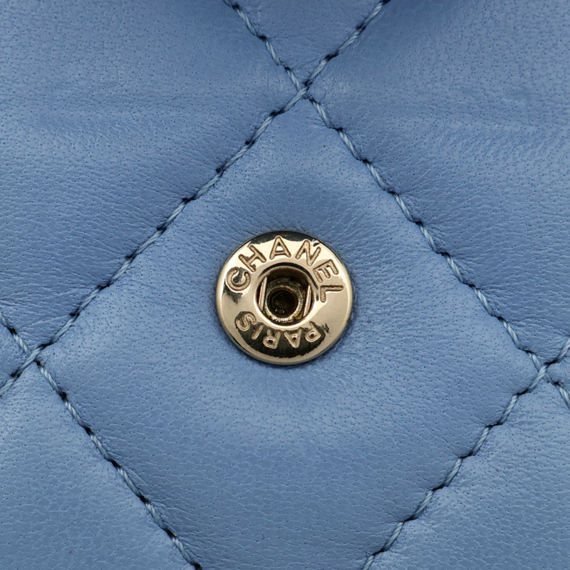 CHANEL 羊皮皮革Card Holder On Chain金扣鏈帶肩背袋-6