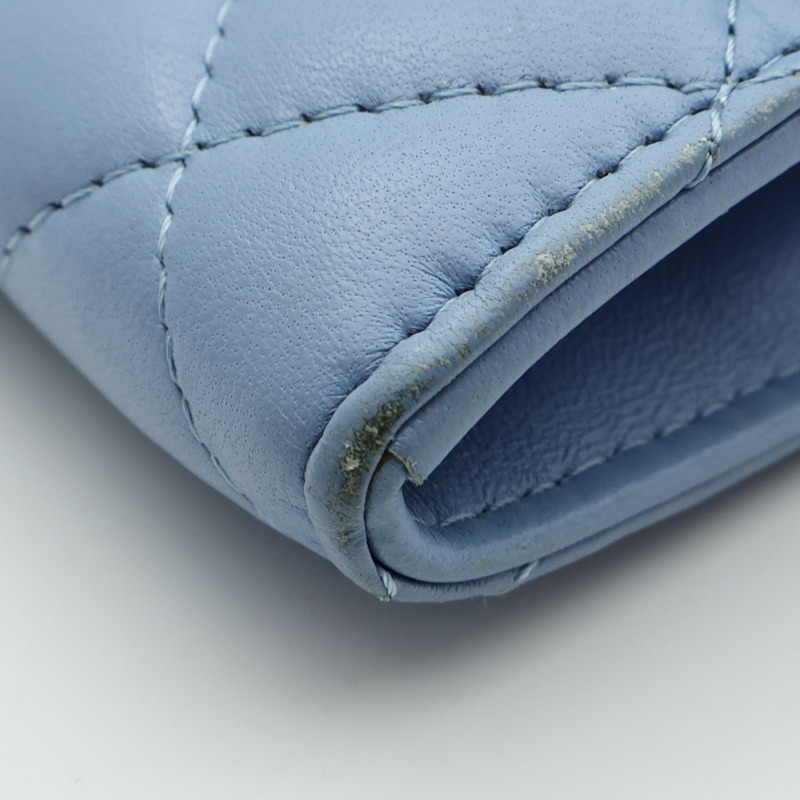 CHANEL 羊皮皮革Card Holder On Chain金扣鏈帶肩背袋-16