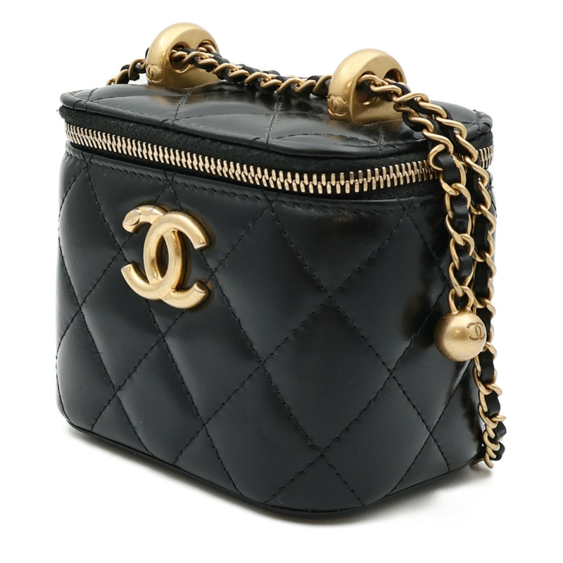 CHANEL 羊皮皮革Mini Vanity Case金扣鏈帶肩背袋-2